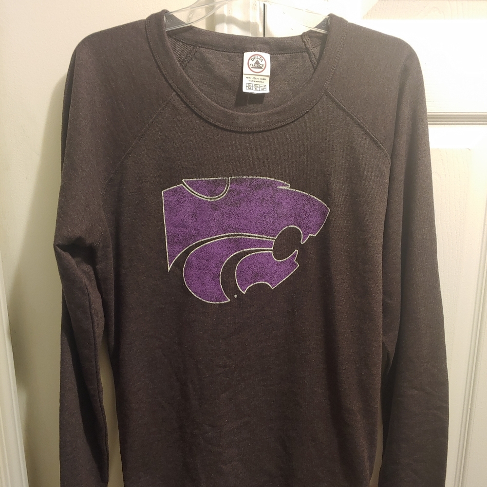 Kansas State University Gray Team Color Long Sleeve Scoop-Neck Sweater